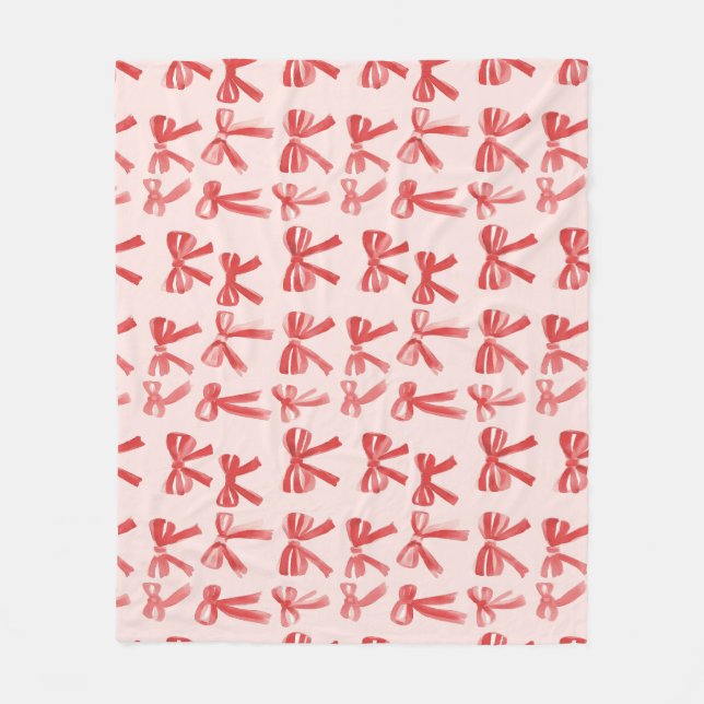 Red and Rosa Girly Bows Fleecefilt (Framsidan)