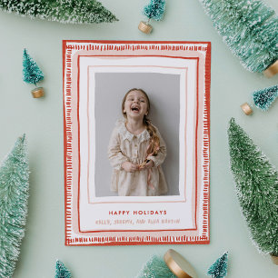 Red and Rosa Hand Drawn Watercolor Ram Photo Julkort