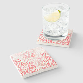 Red and Rosa Heart Mönster Stenunderlägg