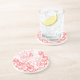 Red and Rosa Heart Mönster Underlägg