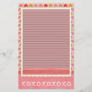 Red and Rosa Hearts Stationery - tillval linjer Brevpapper