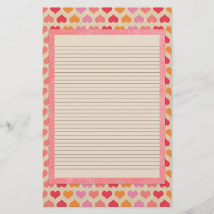 Red and Rosa Hearts Stationery - tillval linjer Brevpapper