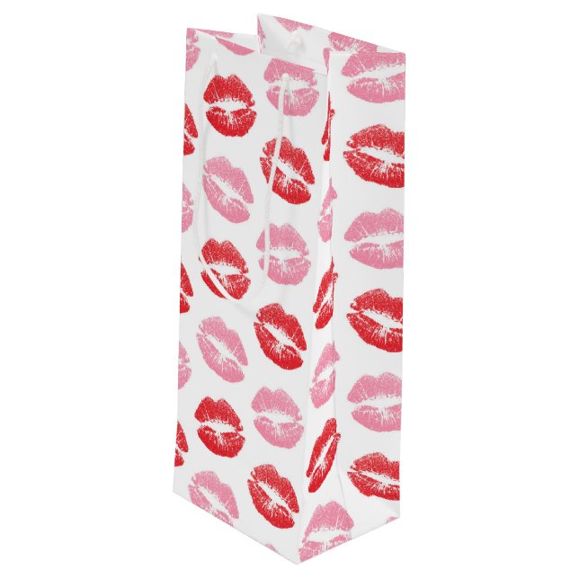 Red and Rosa Läppar, Mönster of Läppar, Lipstick,  (Baksidan Vinklad)