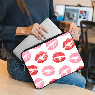 Red and Rosa Läppar, Mönster of Läppar, Lipstick, Laptop Fodral