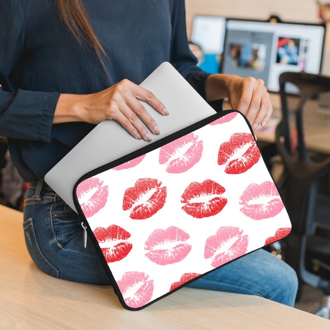 Red and Rosa Läppar, Mönster of Läppar, Lipstick,  Laptop Fodral (Skapare uppladdad)