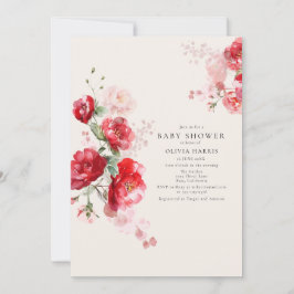 Red and Rosa Papper Ro Baby Shower Inbjudningar