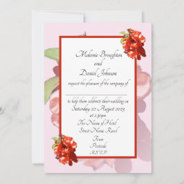 Red and Rosa Quince Flower Wedding bjudande