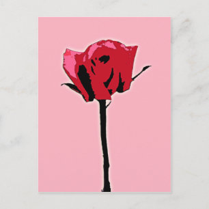 Red and Rosa ros Art Vykort
