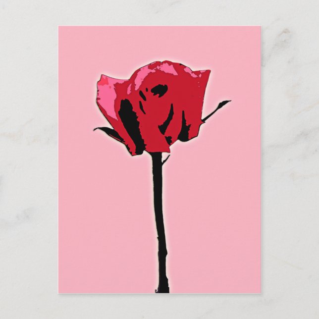 Red and Rosa ros Art Vykort (Framsida)