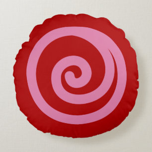 Red and Rosa Swirl Valentine Rund Kudde