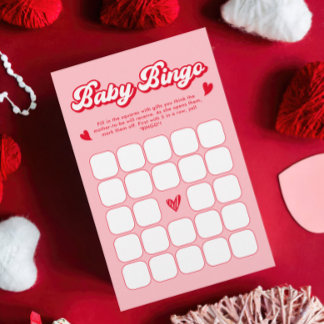 Red and Rosa Valentine Baby Shower Baby Bingo Game