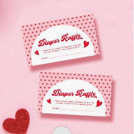 Red and Rosa Valentine Baby Shower Diaper Raffle Tilläggskort
