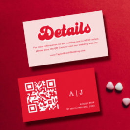 Red and Rosa Valentine Bröllop webbplats Tilläggskort