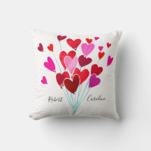 Red and Rosa Valentine Hearts Add Namn Monogram