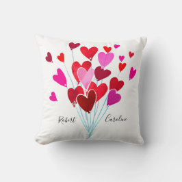 Red and Rosa Valentine Hearts Add Namn Monogram Kudde