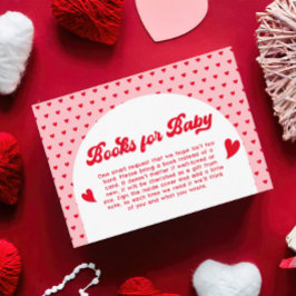 Red and Rosa Valentines Baby Shower Bok Request Tilläggskort