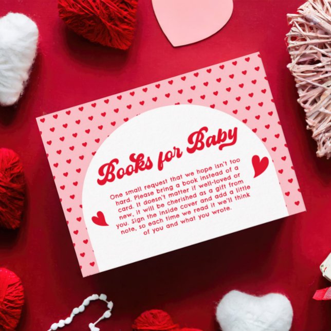 Red and Rosa Valentines Baby Shower Bok Request Tilläggskort (Skapare uppladdad)