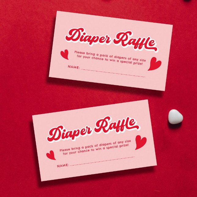 Red and Rosa Valentines Baby Shower Diaper Raffle Tilläggskort (Skapare uppladdad)
