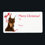 Red and Rust Doberman jul Gift Stickers Fraktsedel<br><div class="desc">De här julklapparna från Red och Rust Doberman Pinscher är en perfekt som passar in pappert i vår Doberman-julomslutning.</div>