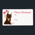 Red and Rust Doberman jul Gift Stickers Fraktsedel<br><div class="desc">De här julklapparna från Red och Rust Doberman Pinscher är en perfekt som passar in pappert i vår Doberman-julomslutning.</div>