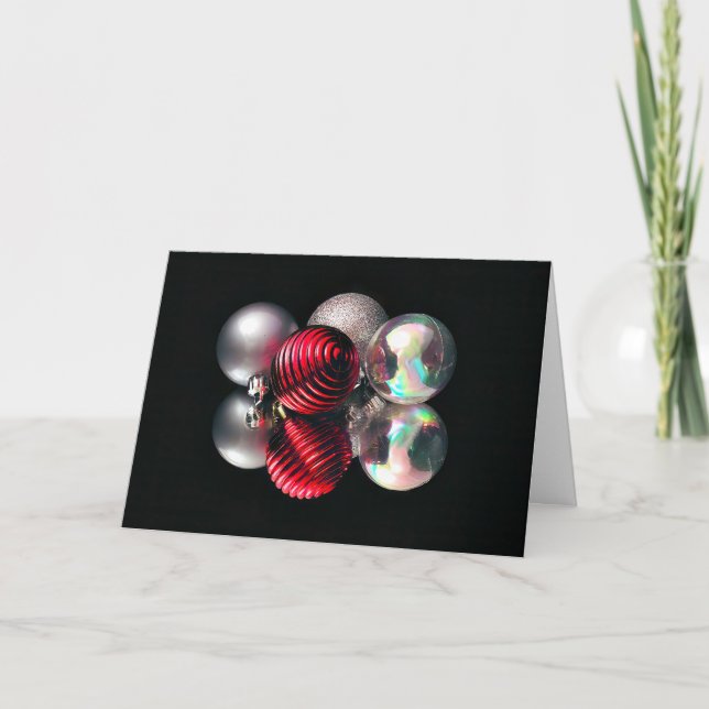 Red and silver Christmas ball Card Helgkort (Framsida)