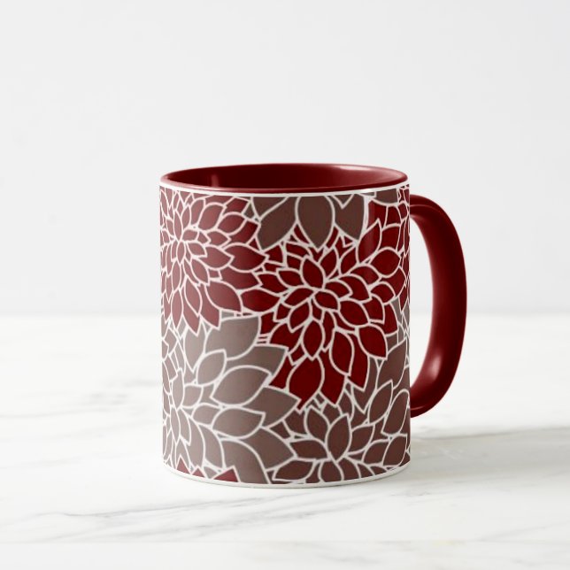 Red and silver dahlias  mugg (Framsida höger)