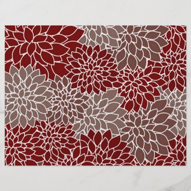 Red and silver dahlias origami paper (Framsida)