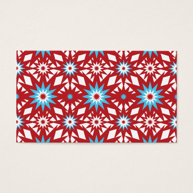 Red and Teal Blue Star Mönster Starburst Design Visitkort (Framsidan)