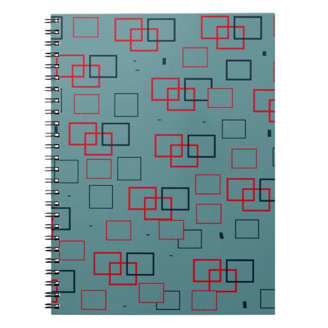 Red and Teal Squared Delight Anteckningsbok (Framsidan)