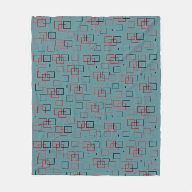 Red and Teal Squared Delight Fleecefilt (Framsidan)