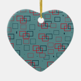 Red and Teal Squared Delight Julgransprydnad Keramik