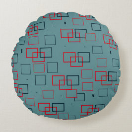 Red and Teal Squared Delight Rund Kudde