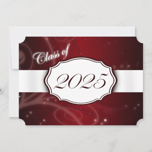 Red and White 2025 Studentkorts Inbjudningar (Framsida)