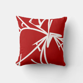 Red and White Abstrakt Bamboo Kudde