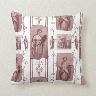 Red and White Antique Toile de Jouy Classical Kudde