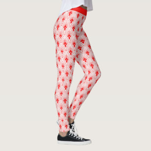 Red and white Art Deco mönster Leggings