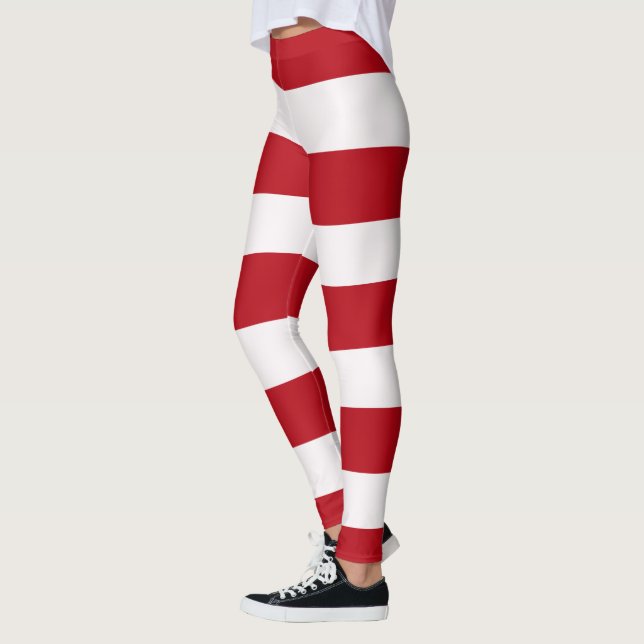 Red and White Awning Rand Leggings (Vänster)