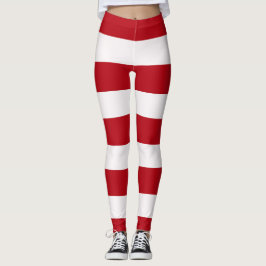 Red and White Awning Rand Leggings