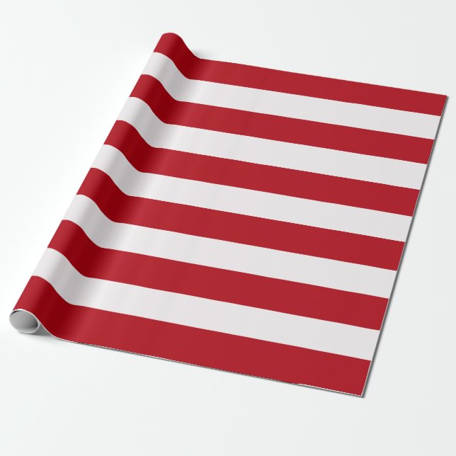 Red and White Awning Rand Presentpapper (Utrullad)