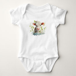 Red and White Baby Calf med Flowers T Shirt