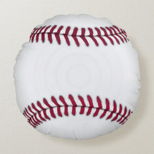 Red and White Baseball Pillow Rund Kudde