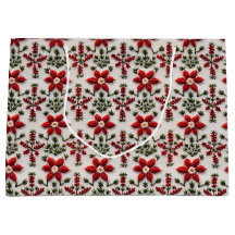 Red and White Blommigt Embroidery