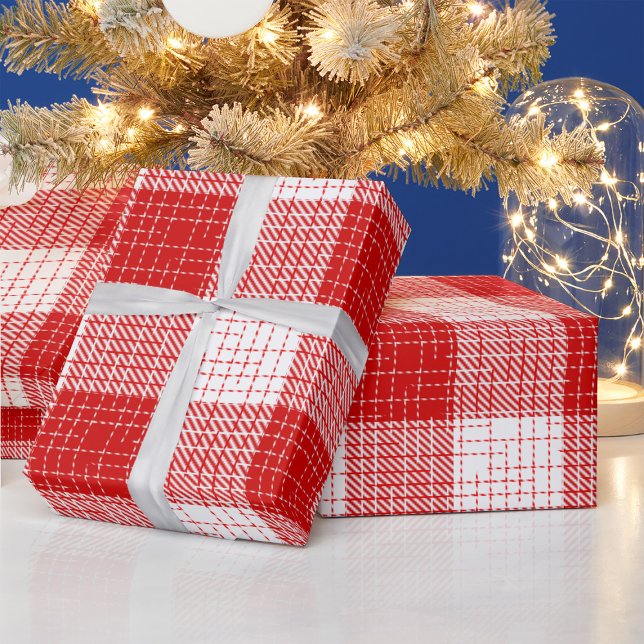 Red and White Bold Checkered Plaid Design  Presentpapper (Skapare uppladdad)