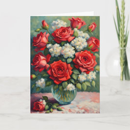 Red and White Bouquet Valentine Helgkort