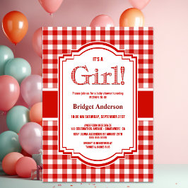 Red and White Buffalo Play Baby Shower Inbjudningar