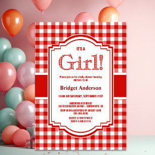 Red and White Buffalo Play Baby Shower Inbjudningar