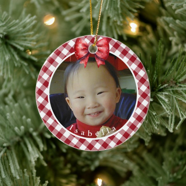 Red and White Buffalo Play Personlig Photo Julgransprydnad Keramik (Träd)