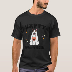 Red and White Bull Terrier Boo Ghost Hund Lycklig T Shirt