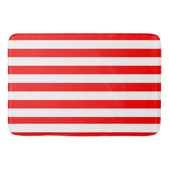 Red and White Cabana Stripes  Badrumsmatta (Framsidan)