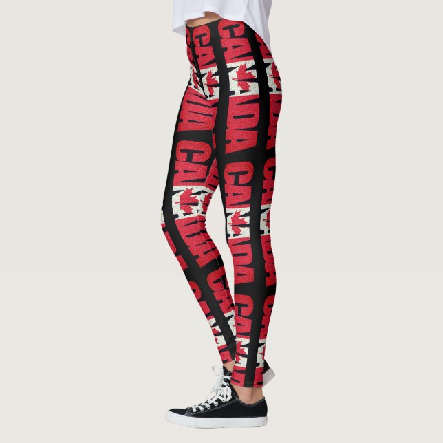 Red and White Canada och Maple Löv Leggings (Vänster)